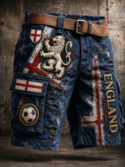 Retro England Football Fan Art Print Casual Trousers