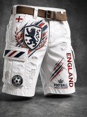 Retro England Football Fan Art Print Casual Trousers