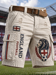 Retro England Football Fan Art Print Casual Trousers