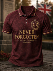 Men's Retro British Veteran Print Casual Polo