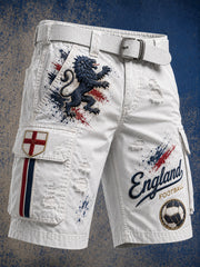 Retro England Football Fan Art Print Casual Trousers