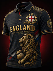 Retro England Football Fan Art Print Casual Polo Shirt