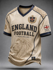 Retro England Football Fan Art Print Casual T-Shirt