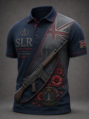 Men's Retro Weapon Print Short-Sleeve Polo Shirt