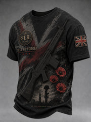 Men's Retro Veteran Weapon Print Short-Sleeve T-Shirt