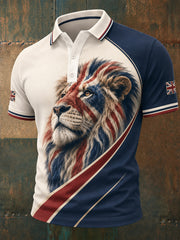 Men's British Lion Print Casual Polo