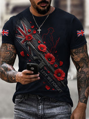 Men's Retro SLR Forget-Me-Not Print Casual T-Shirt