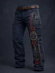 Men's Veteran Weapon Print Long Cargo Pants