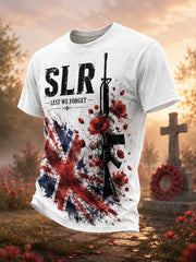 Men's Retro SLR Forget-Me-Not Print Casual T-Shirt