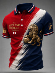 Retro England Football Fan Art Print Casual Polo Shirt