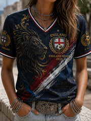 Retro England Football Fan Art Print Casual Jersey