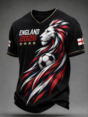Retro England Football Fan Art Print Casual Jersey
