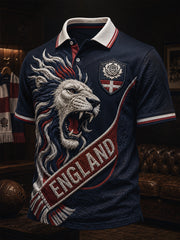 Retro England Football Fan Art Print Casual Polo Shirt