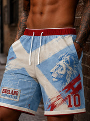 Retro England Football Fan Art Print Casual Shorts