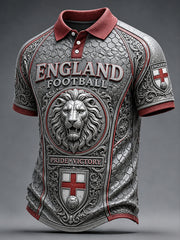 Retro England Football Fan Art Print Casual Polo Shirt