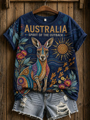 Retro Australian ethnic style art print casual T-shirt