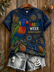 Retro Australian ethnic style art print casual T-shirt