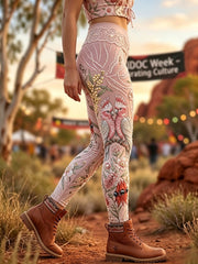 Women's AU Aboriginal Art NAIDOC Week Printed Sports Stretch Leggings