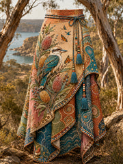 Retro Australian Animal Art Print Casual Midi Skirt