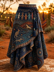 Women's Australia Naidoc Week Art Printed Irregular Skirt