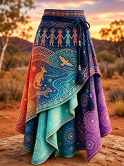 Women's Australia Naidoc Week Art Printed Irregular Skirt