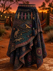 Women's Australia Naidoc Week Art Printed Irregular Skirt