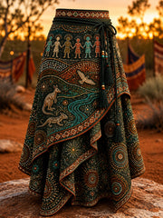 Women's Australia Naidoc Week Art Printed Irregular Skirt
