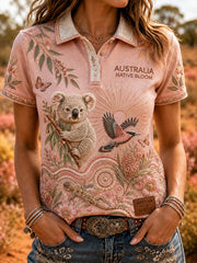 Retro Australian Animal Print Casual Polo Shirt