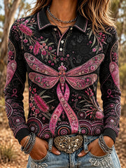 Women's Breast Cancer Awareness Australia  Long-Sleeve Polo Shirt