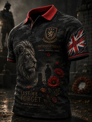 Men's Short-Sleeve Polo Shirt With Vintage Veteran Commemorative Print