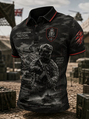 Men's Short-Sleeve Polo Shirt With Vintage Veteran Commemorative Print