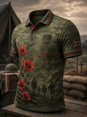 Men's Short-Sleeve Polo Shirt With Vintage Veteran Commemorative Print
