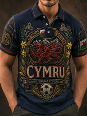Men's Welsh Cultural Element Art Print Polo