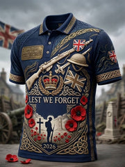 Men's British veteran print polo shirt