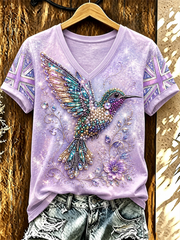 Women's UK Alzheimer's Awareness Floral Printed short-sleeved T-shirt
