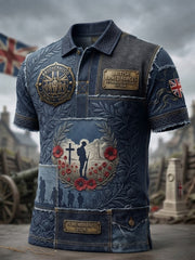 Men's British veteran print polo shirt