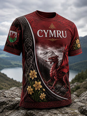 Men's Welsh Red Dragon Art Print T-Shirt