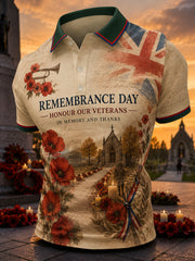 Men's Short-Sleeve Polo Shirt With British Veteran Commemorative Print
