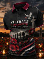 Men's Short-Sleeve Polo Shirt With British Veteran Commemorative Print