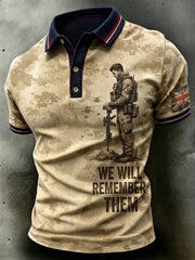 Men's British veteran print polo shirt