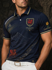 Men's Uk Wales Outdoor Running-Inspired Graphic Print Polo Shirt
