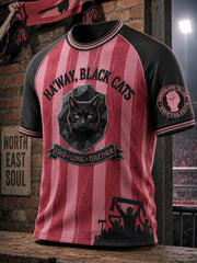 Men's England Football Lover Black Cats Art Printed T-shirt