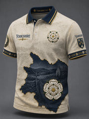 Men's England Yorkshire Day White Roses Art Printed Casual Tops