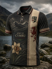Men's Welsh Red Dragon Cultural Elements Art Print Polo
