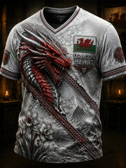 Men's Welsh Ddraig Goch Printed V-neck T-shirt