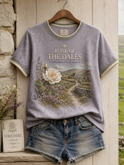 Women's Yorkshire White Roses Art Printed T-shirt