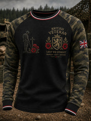 Men's Veteran Memorial Graphic Print Waffle-Knit Raglan Long-Sleeve T-Shirt