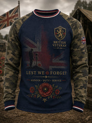 Men's Veteran Memorial Graphic Print Waffle-Knit Raglan Long-Sleeve T-Shirt
