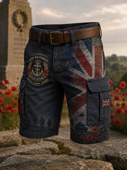 Men's Veteran Memorial Graphic Print Cropped Cargo Pants