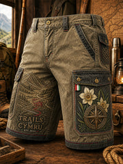Vintage-Style Welsh Art Print Casual Shorts